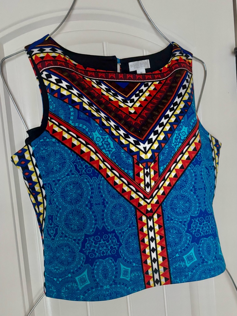 Bisou Bisou Michael Bohbot GeometricAztec Print  Sleeveless Tank Y2K Style. Sz M
